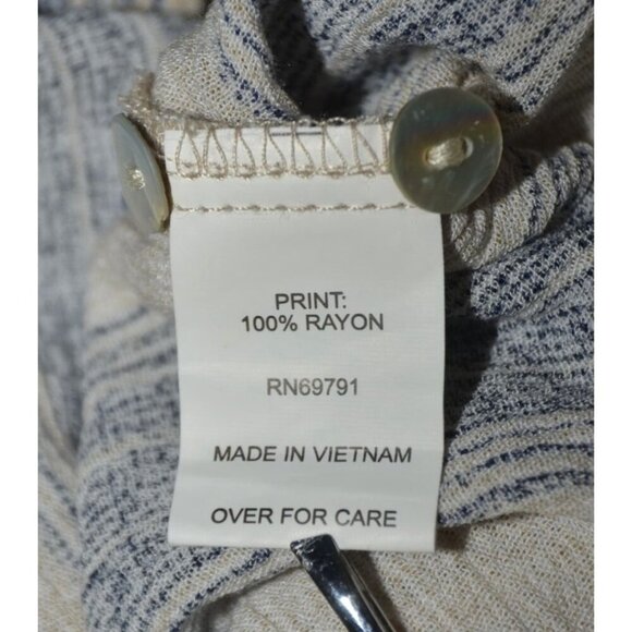 Hope Springs Ladies Floral Striped V-Neck 1/4 Button Up Blouse Size L 3/4 Sleeve - Picture 9 of 10